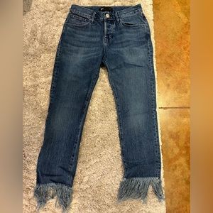 Anthropologie 3x1 Cropped Straight Fringe Frayed Hem Jeans - Size 25